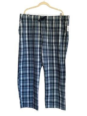 NWT Old Navy Navy and Light Blue Plaid Cotton Pajama Lounge Pants Size XXL